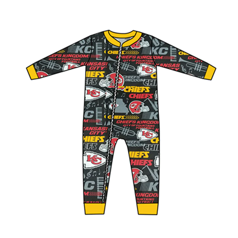 custom S 9.11 Black yellow long sleeve kids romper