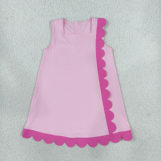 GSD4240 Yoga Pink Scallop Sleeveless Girls Dress