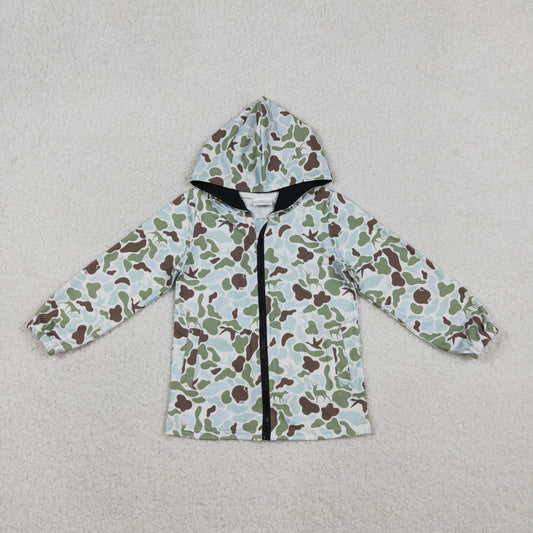 BT1399 hunting camo mallard duck zipper hoodie long sleeve boys coat