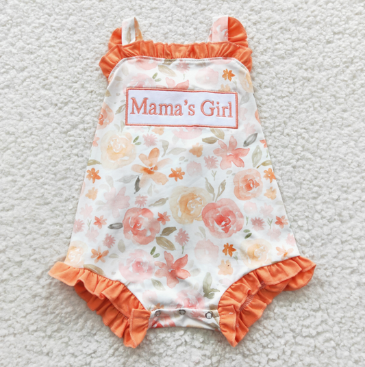 USA SHOP SR0330 embroidery mama's girl orange flowers girls ormper