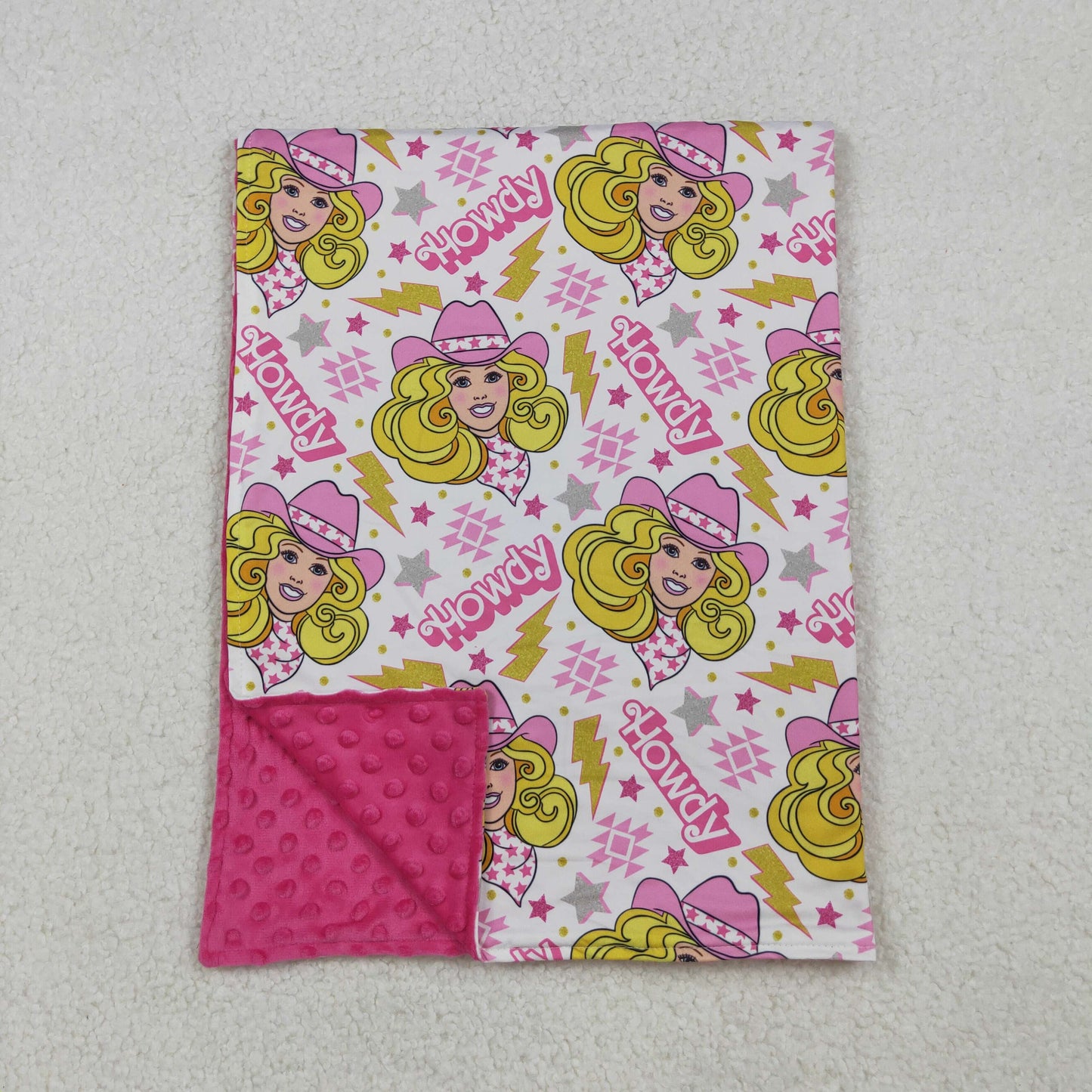 BL0067 Howdy BA pink baby blanket