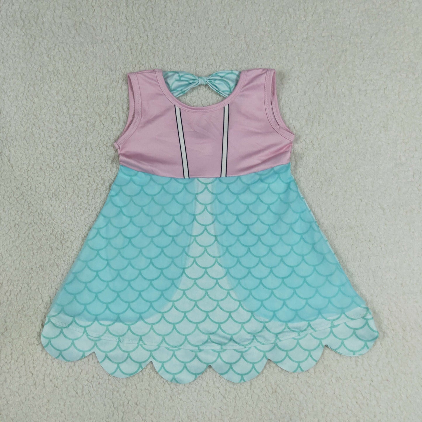GSD2516 Scallop cartoon mermaid princess purple blue sleeveless girls dress