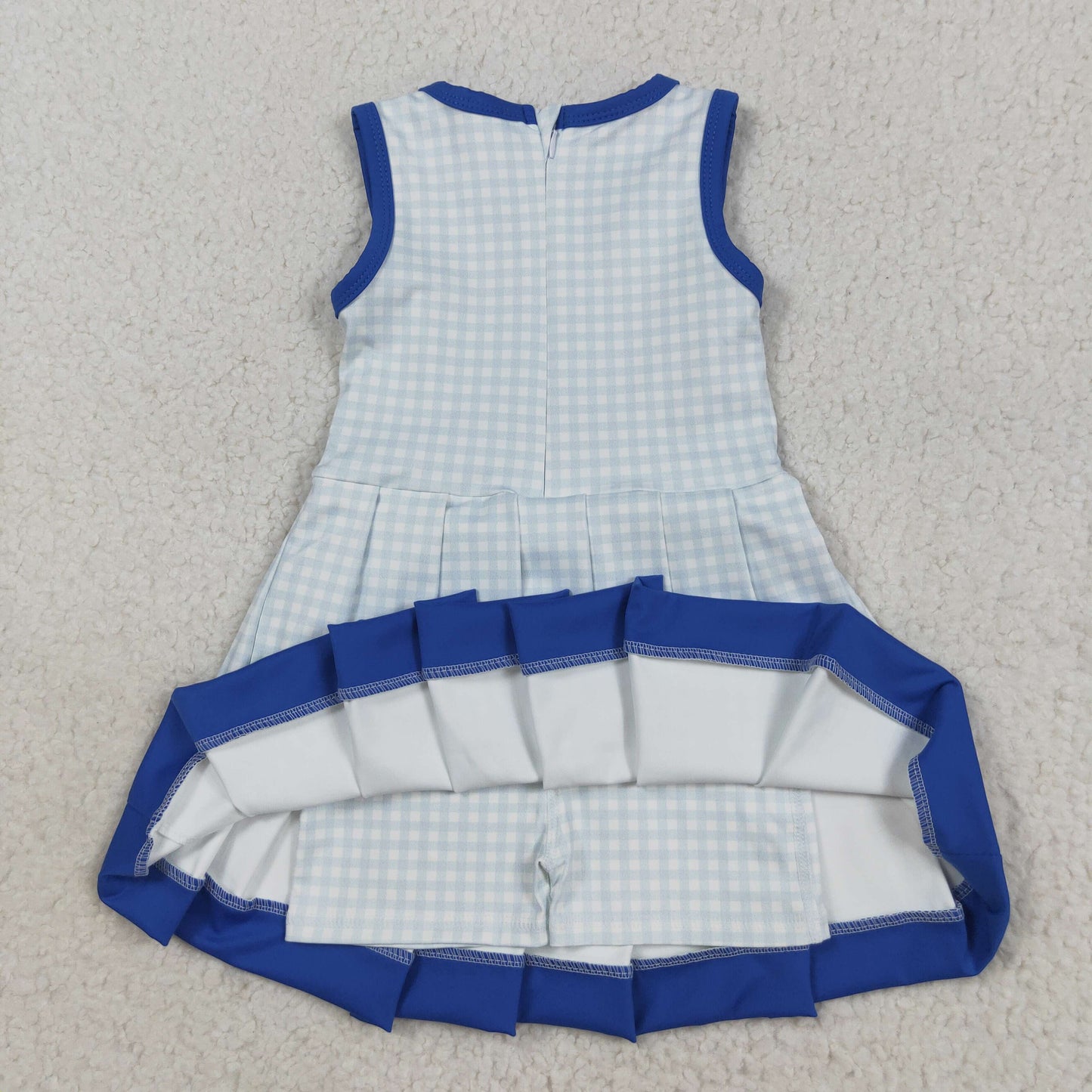 GSD2759 yoga blue checkered sleeveless skorts girls dress