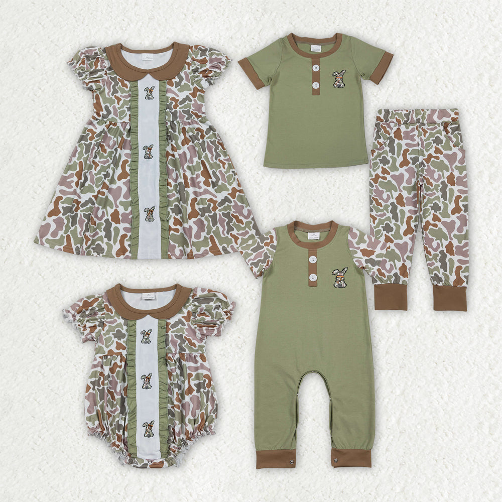 Embroidery Easter Camo Rabbit Bunny RTS Sibling Clothes