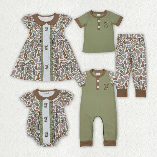 Embroidery Easter Camo Rabbit Bunny RTS Sibling Clothes