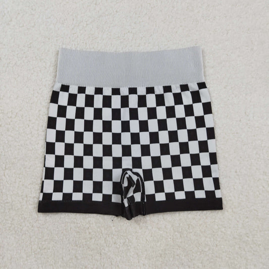 SS0644 black checkered adult women shorts