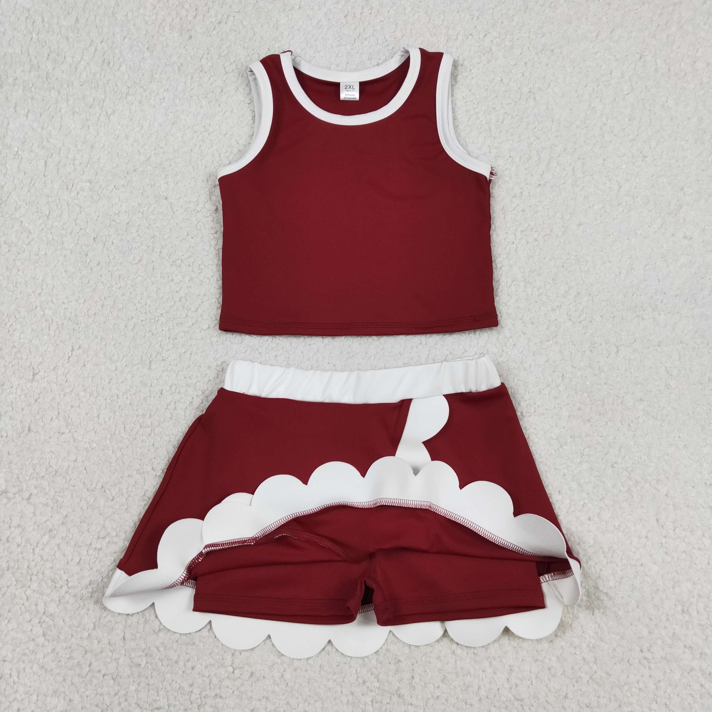 GSD4027 Yoga Maroon Sleeveless Skorts Girls Set