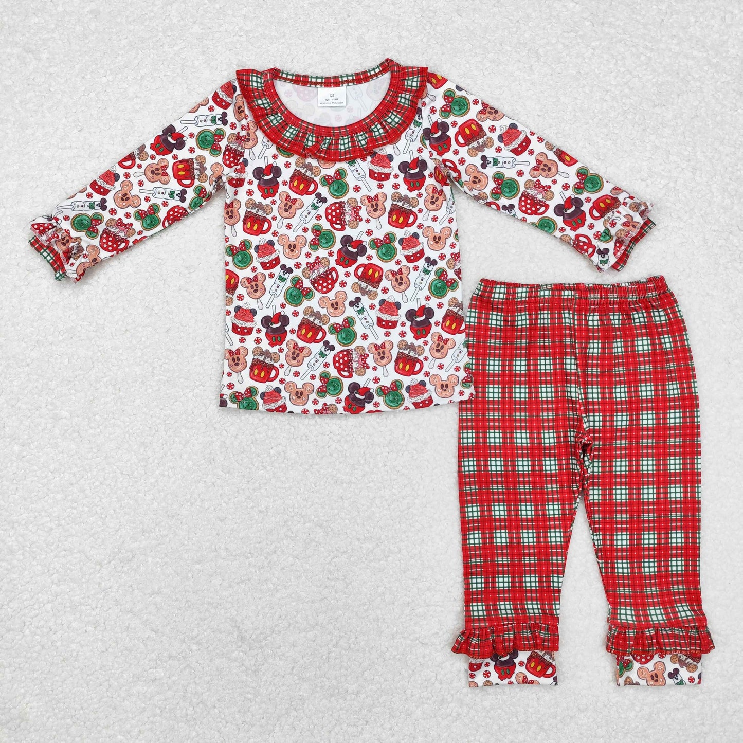 GLP1550 Christmas M candy long sleeve red checkered pants girls pajamas