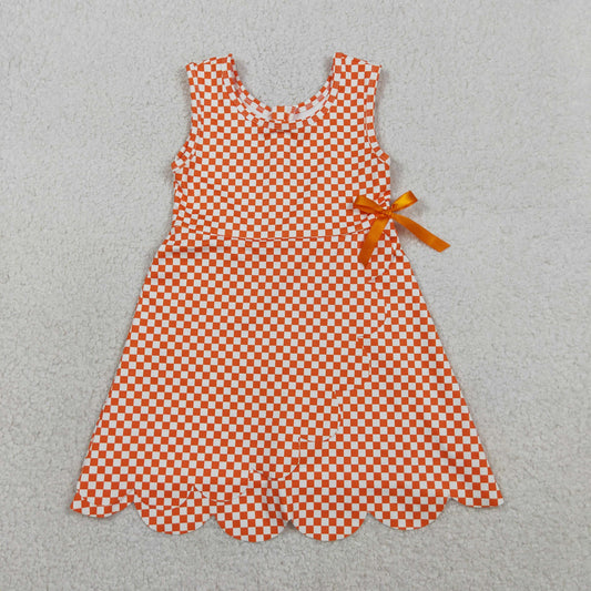 GSD3428 Yoga Orange Checkered Sleeveless Girls Dress