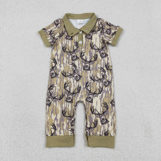 SR3635 Hunting Camo Deer Short Sleeve Boys Romper