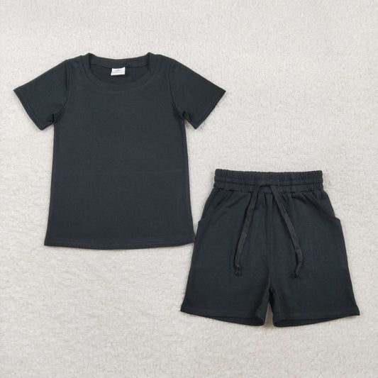 BSSO1889 Black Short Sleeve Shorts Boys Set