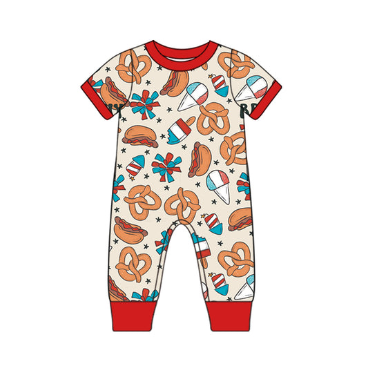 preorder July 4th Ice Hot Dog Red Short Sleeve Kids Romper