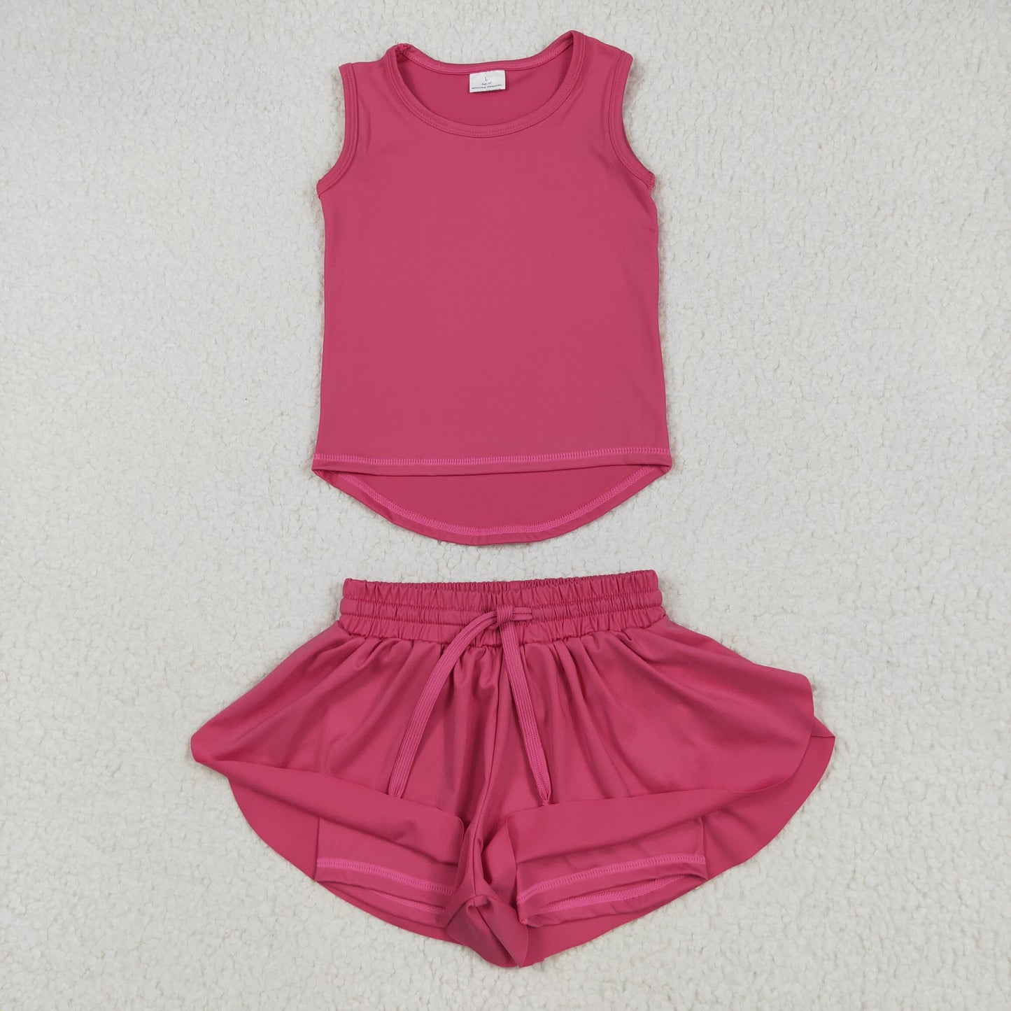 GSSO2500 yoga hot pink sleeveless shorts girls set