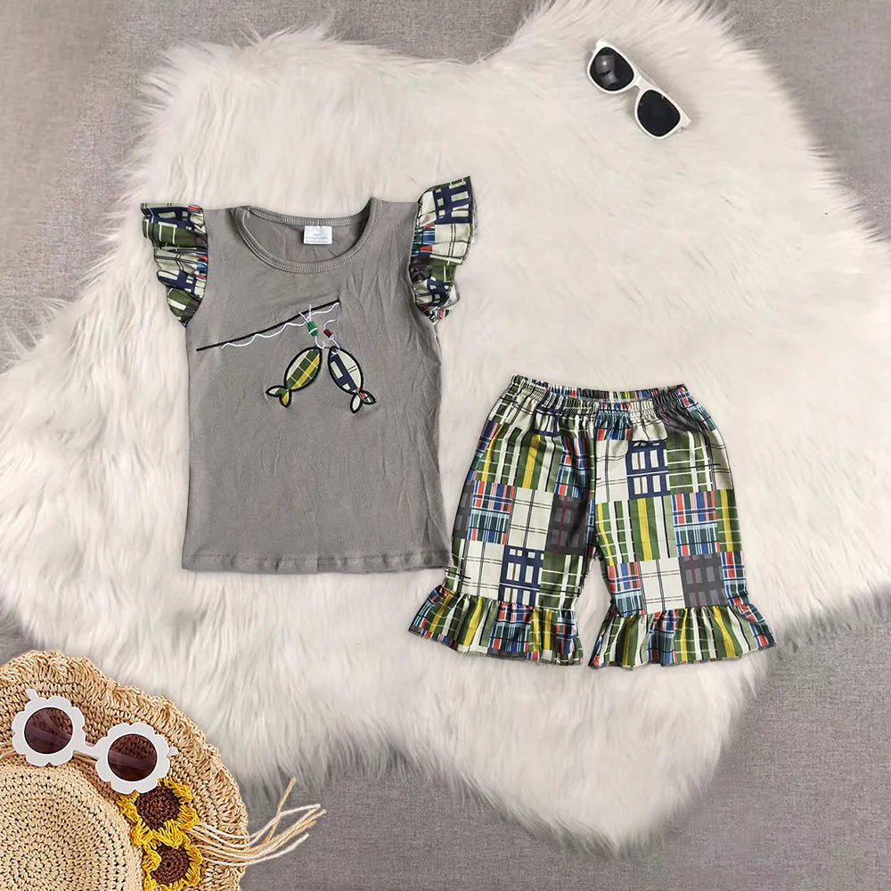 embroidery hunting fishing set Sibling Clothes RTS