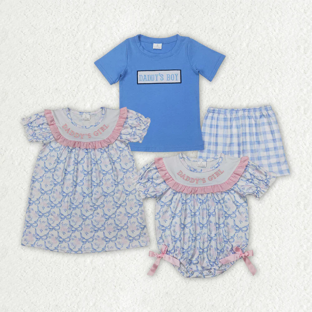 embroidery daddy's boy/daddy's girl Summer Sibling Clothes RTS