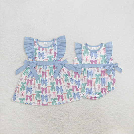 colorful bows Summer Sibling Clothes RTS
