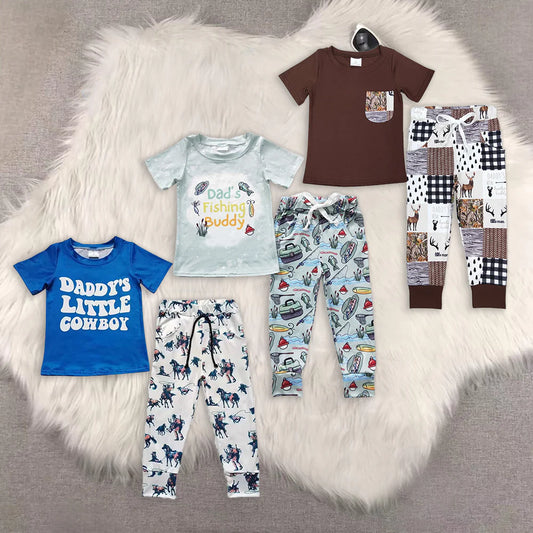 Western/fishing short sleeve pants boys set RTS sibling clothes