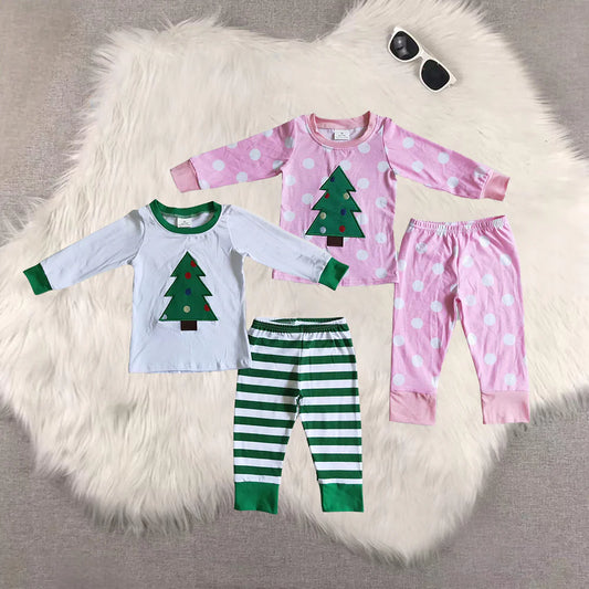 Christmas tree pajamas RTS sibling clothes