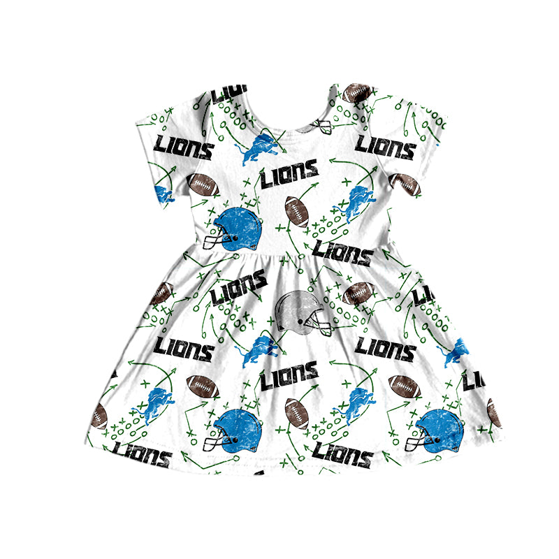 custom S 8.9 Football white short sleeve girls dress