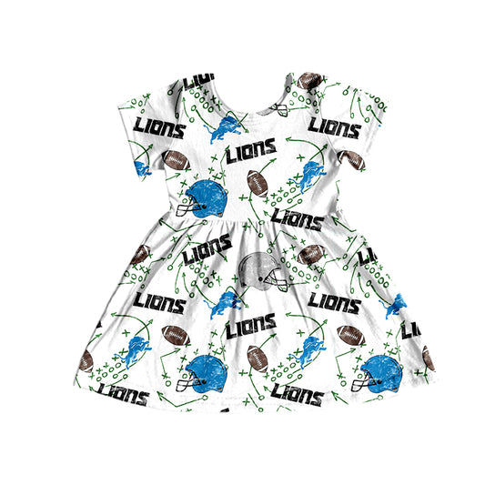 custom S 8.9 Football white short sleeve girls dress