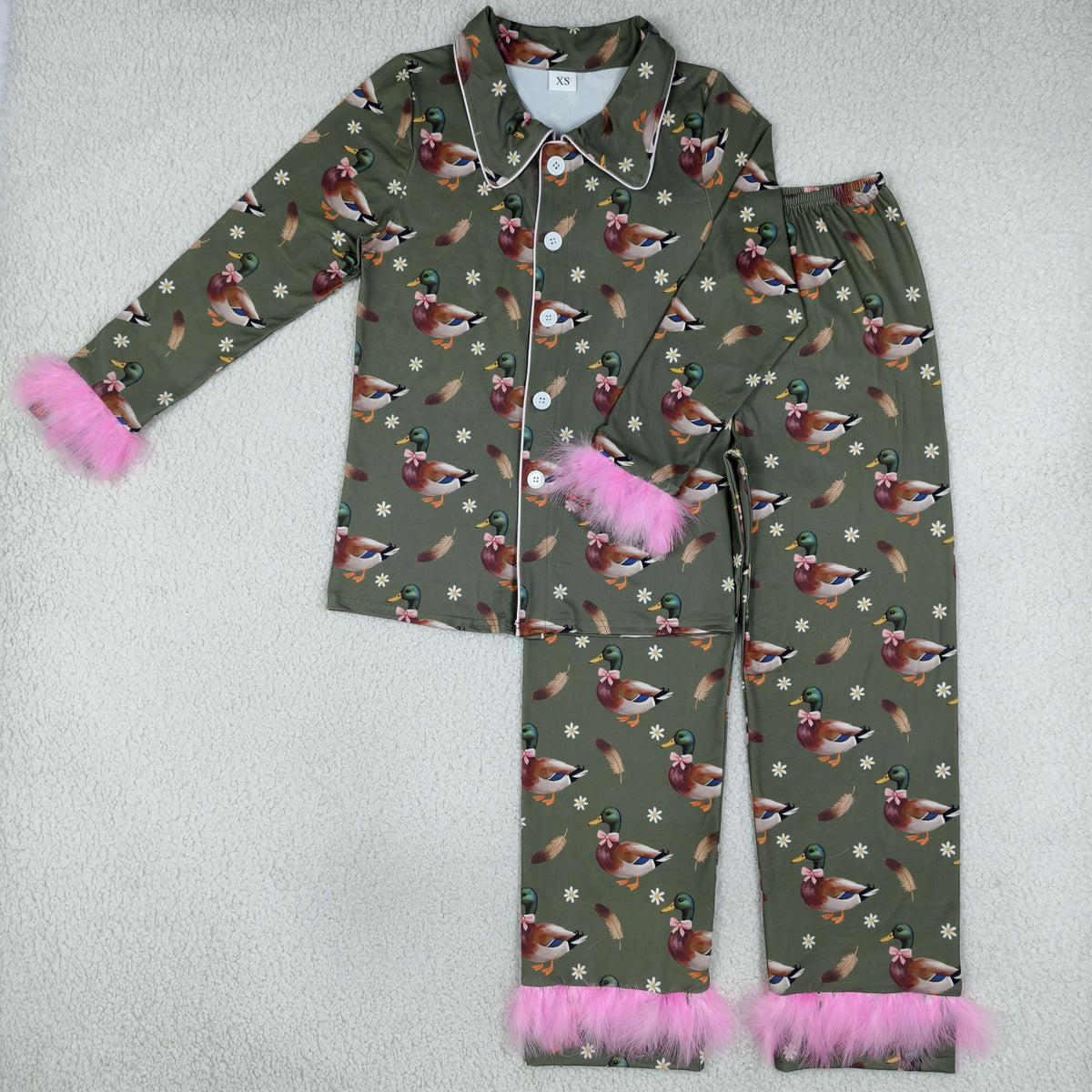 GLP3628 Mallard Duck Fur Long Sleeve Pants Adult Women Pajamas