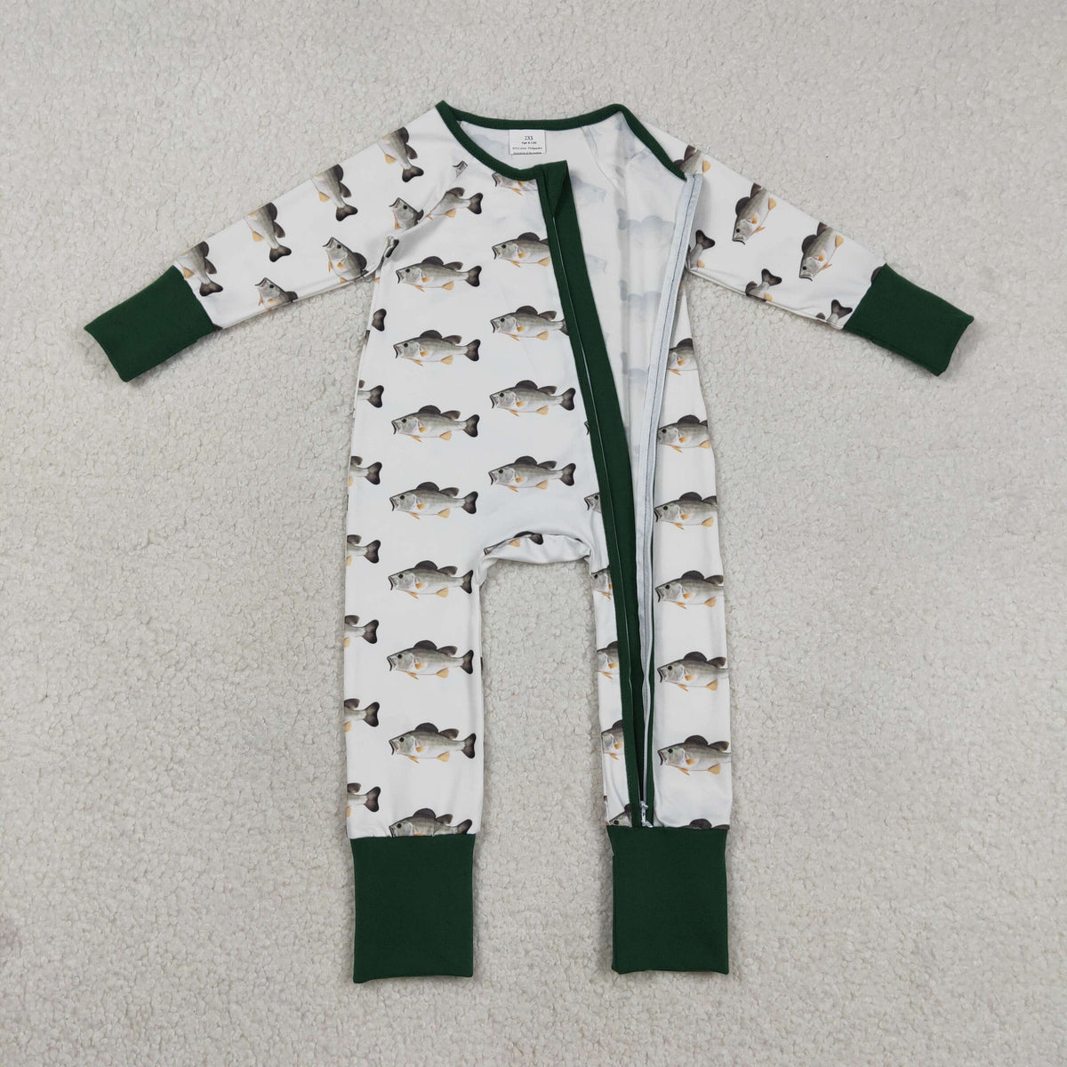 LR2531 hunting fishing green zipper long sleeve boys romper