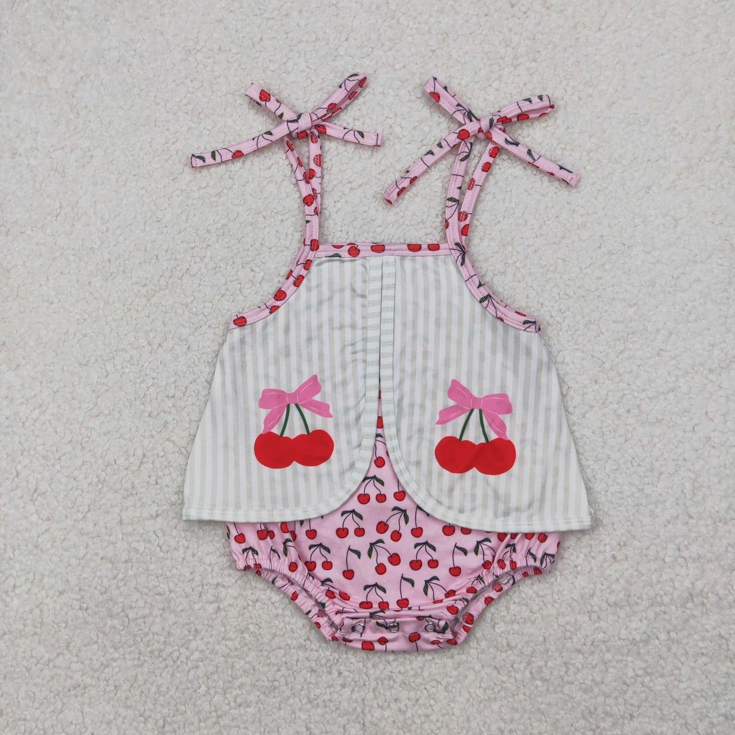 SR2279 cute berry lace-up girls romper