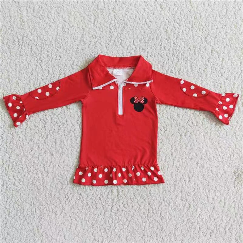 6 A11-3 Cartoon Red Long Sleeve Girls Pullover