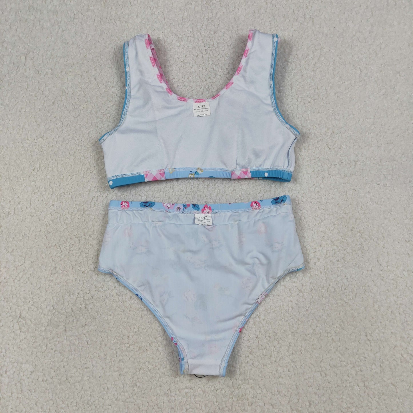 S0777 Flowers Blue Girls Swimsuits