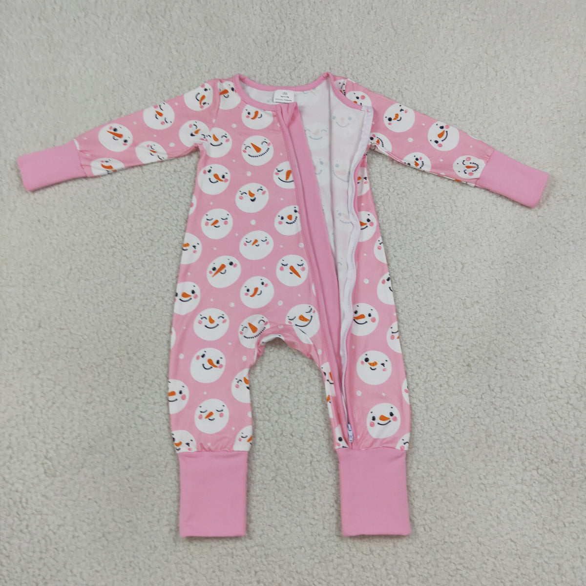 LR3165 Christmas Santa Pink Zipper Long Sleeve Girls Romper