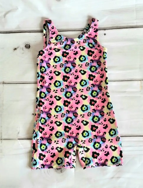 preorder SR0785 Colorful Leopard Hot Pink Sleeveless Girls Romper