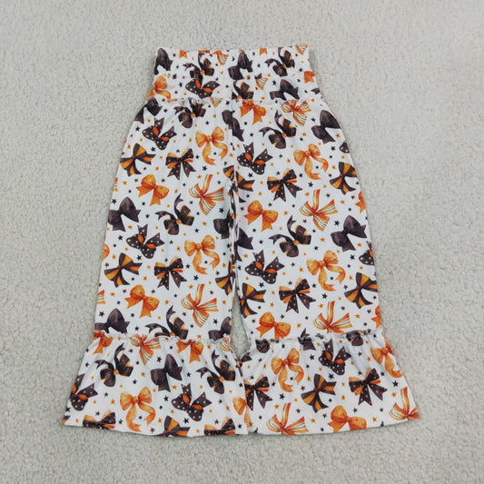 P1068 Halloween Orange Black Bows Girls Pant