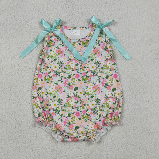 SR4111 Flowers Bows Girls Romper