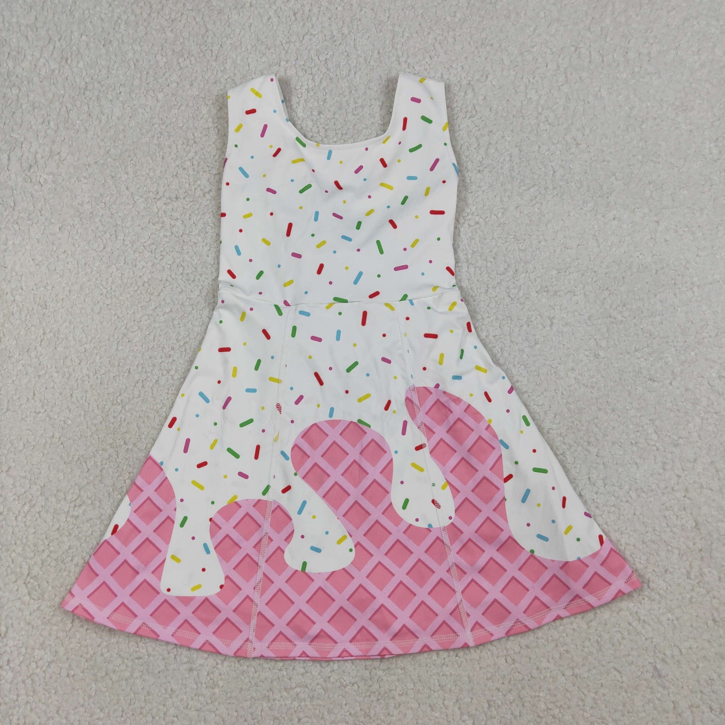 GSD3594 Yoga Pink Sprinkles Sleeveless Skorts Girls Dress