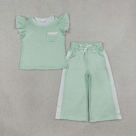 GSPO2332 Green Flutter Sleeve Pants Girls Set