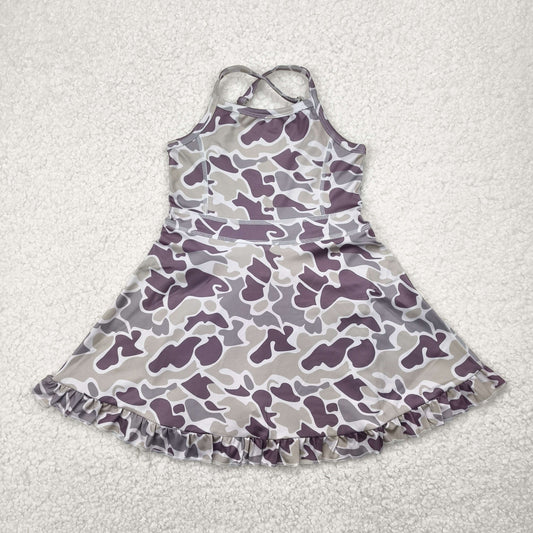 GSD2312 hunting camo green camo yoga girls dress with shorts