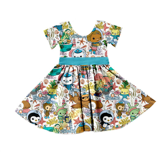 custom S 8.9 Blue short sleeve girls dress