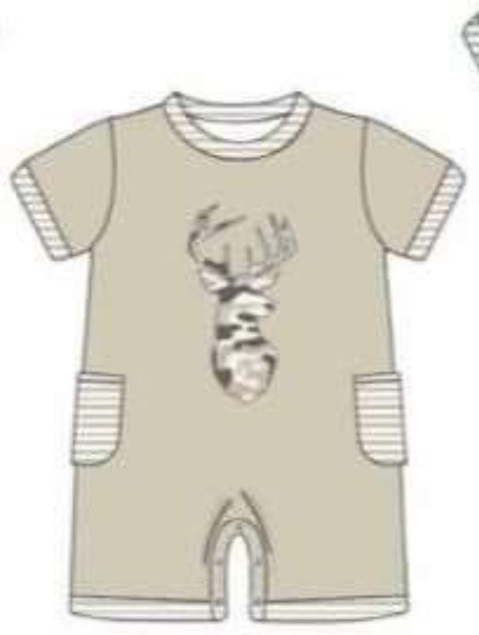 preorder camo deer short sleeve boys romper