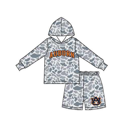 preorder BLS0041 AUBURN Team Camo Hoodie Long Sleeve Shorts Boys Set