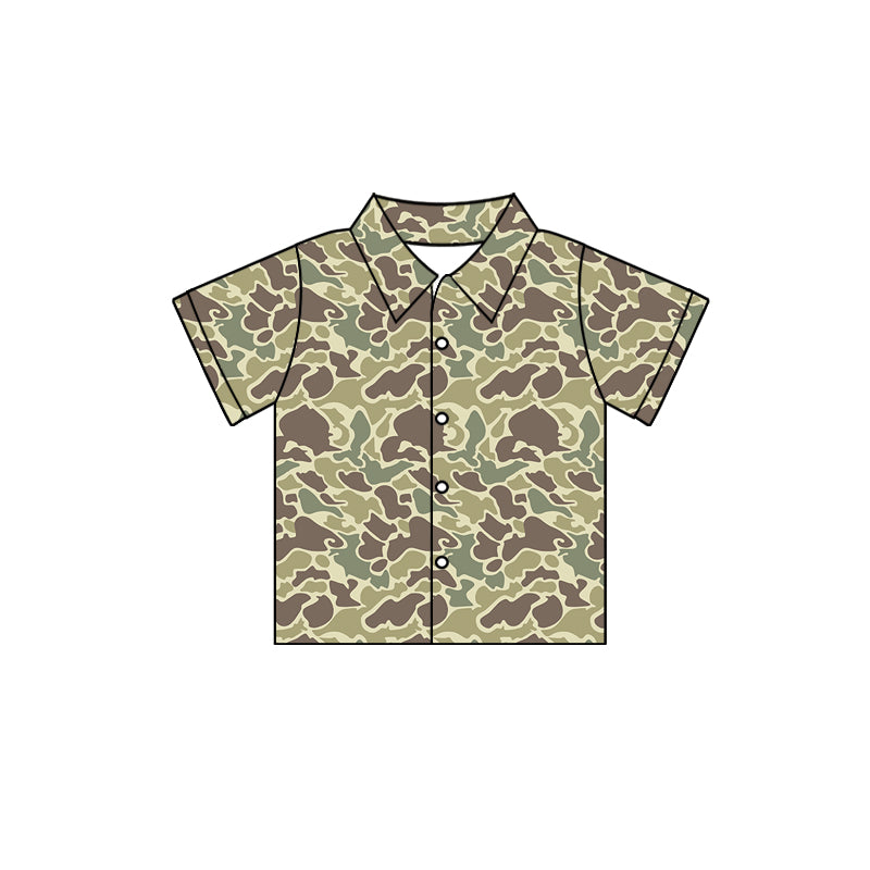 custom moq 3 old school camo short sleeve boys top