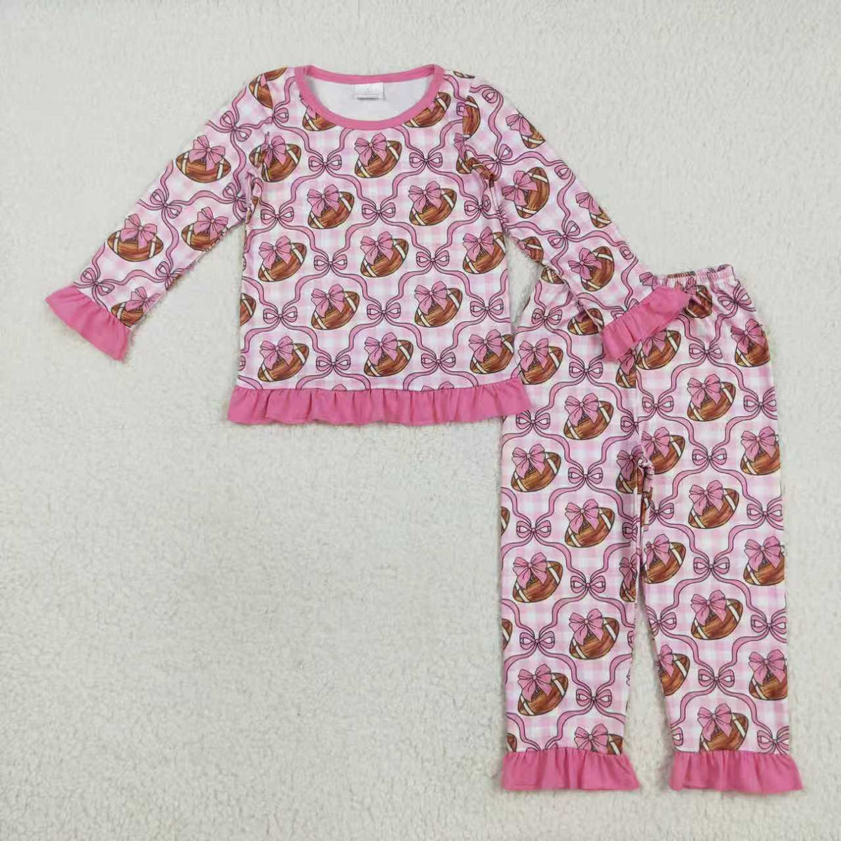 football bows hot pink romper/pajamas RTS Sibling Clothes