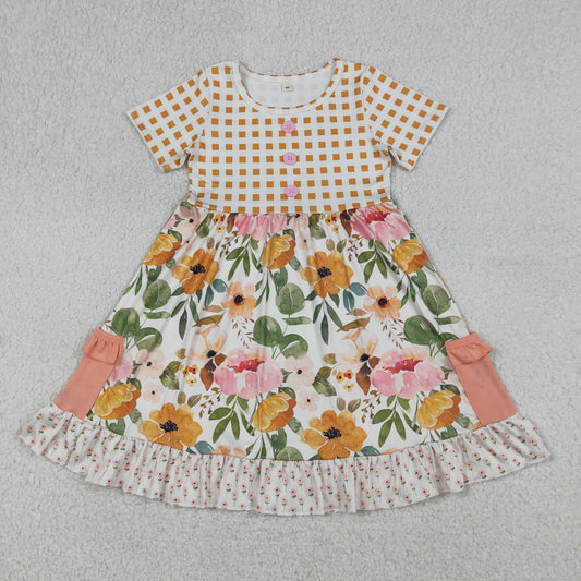 GSD4095 Flowers Short Sleeve Girls Dress