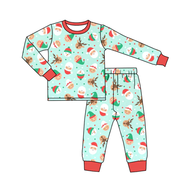 custom S 10.3 Christmas Santa Claus snowman long sleeve pants kids pajamas