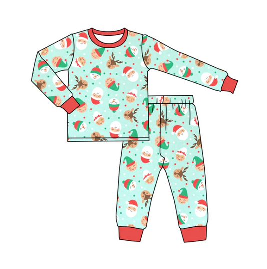 custom S 10.3 Christmas Santa Claus snowman long sleeve pants kids pajamas