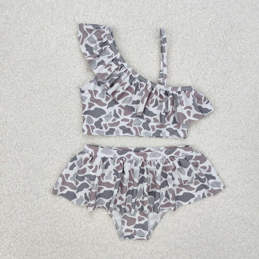 S0457 grey camo girls swimsuits