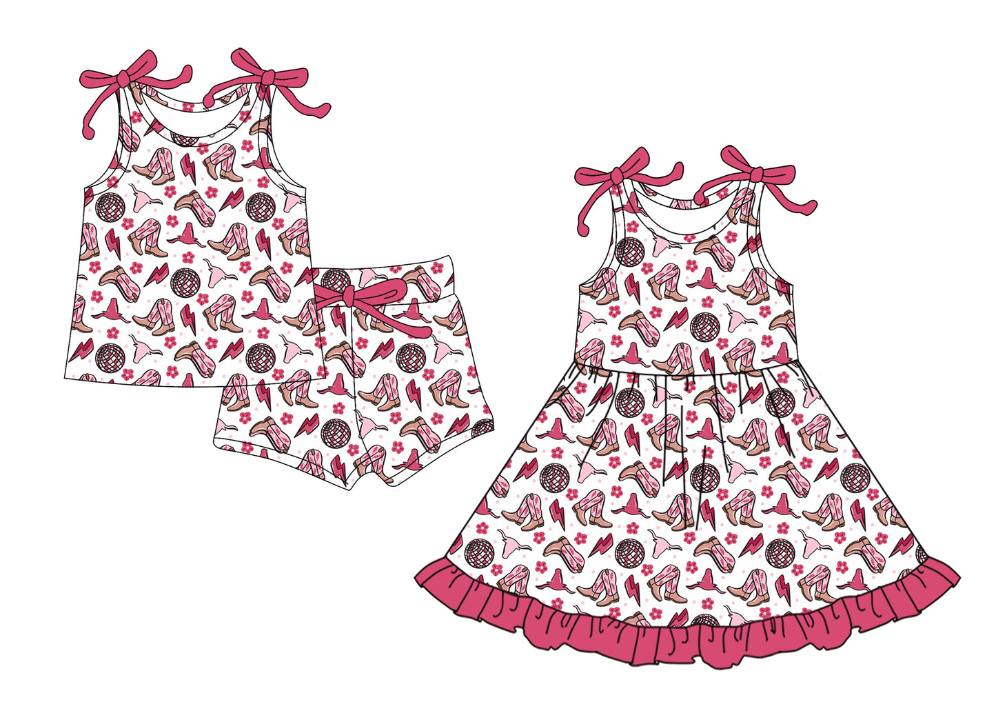 Custom Moq 3 Western Cowgirl Girls Set/Dress Sibling Clothes