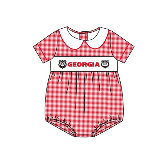 custom style GEORGIA football red short sleeve girls romper