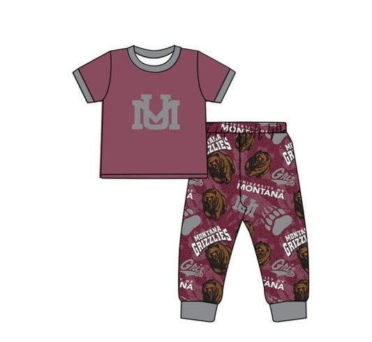 custom S 8.19 Bear red short sleeve pants boys set