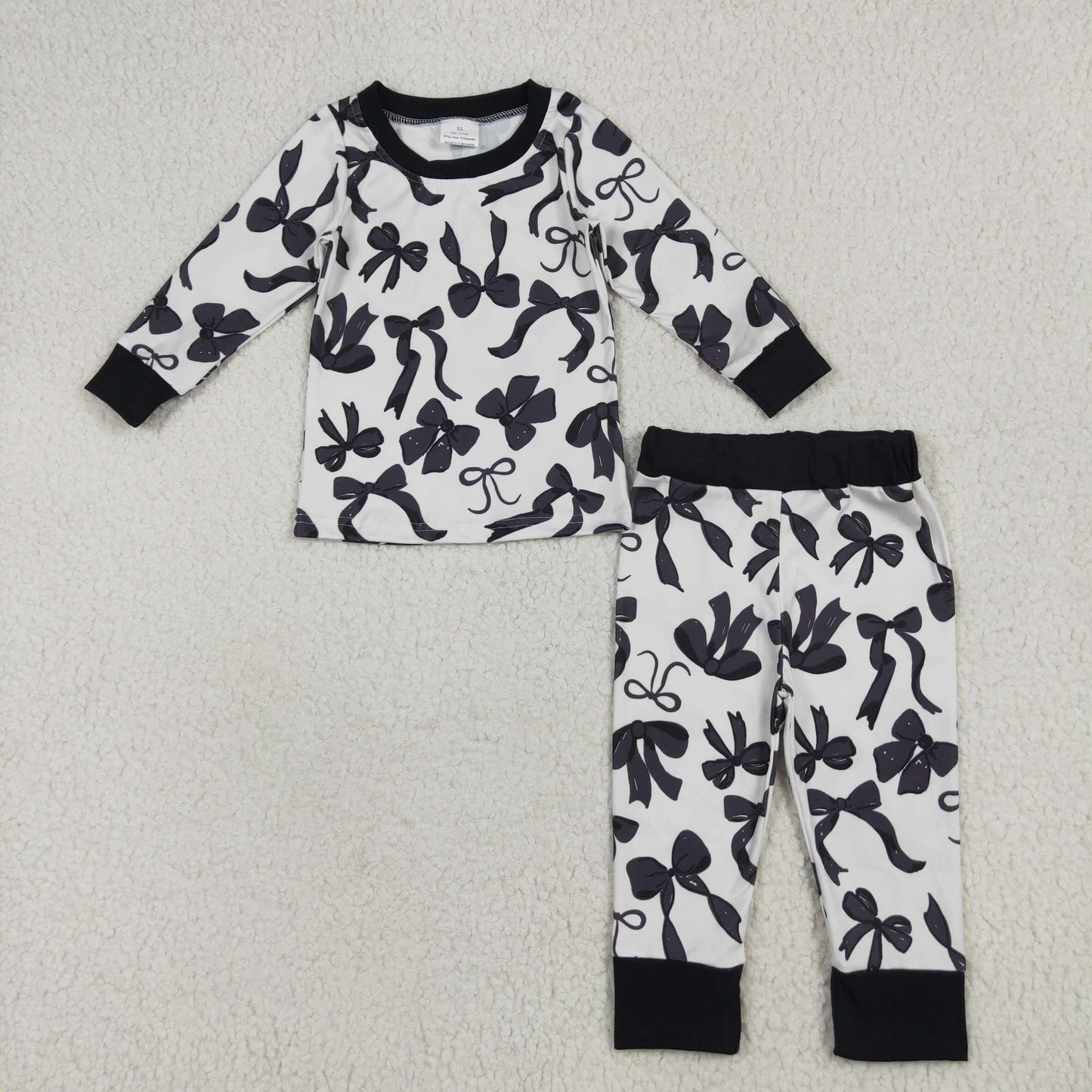 GLP2395 black bows coquette bows long sleeve pants girls pajamas