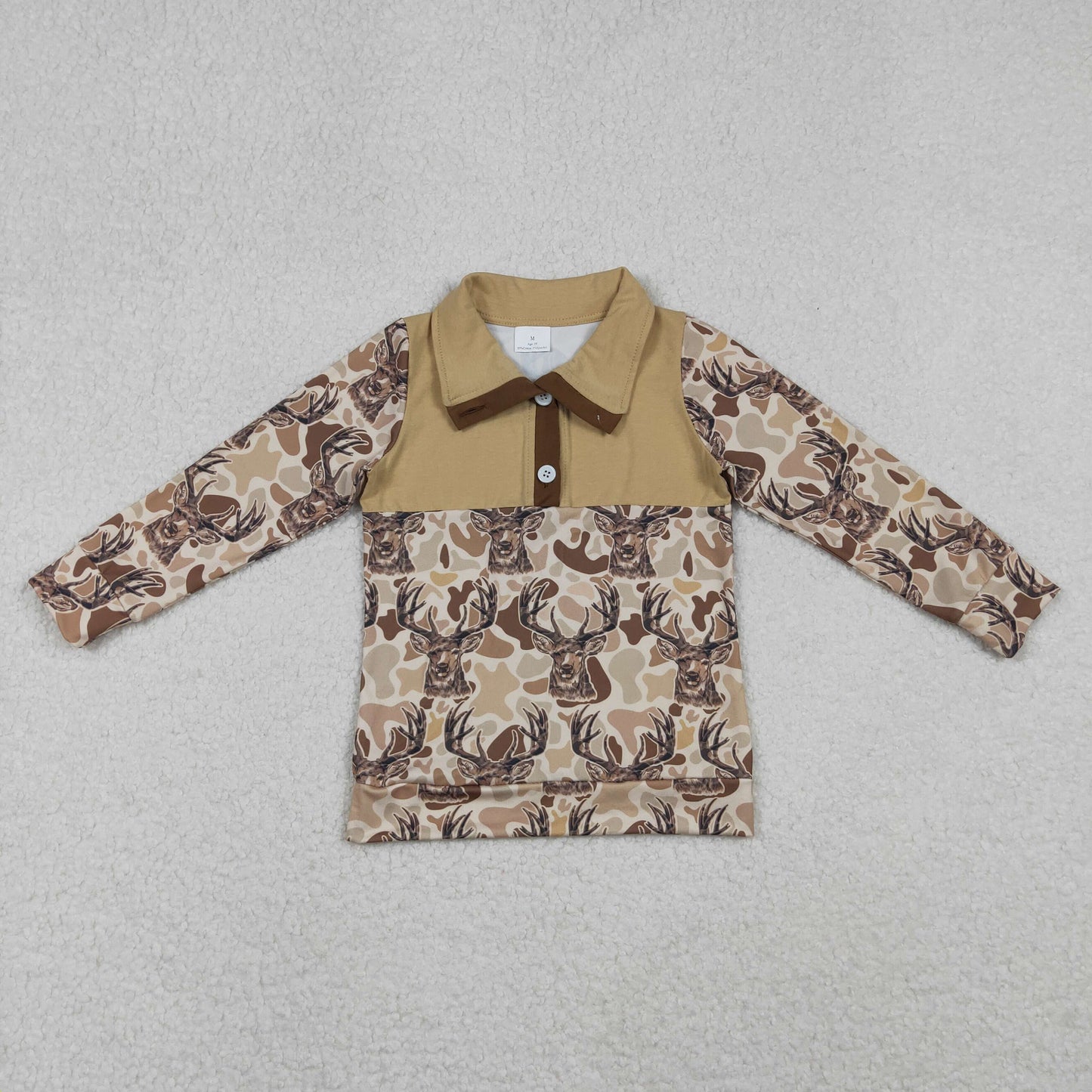 BT1338 hunting deer camo long sleeve boys top